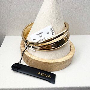 AQUA | Gold-Tone Sculptural, Contoured Design Bangle NWT